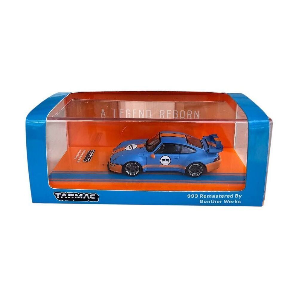 Tarmac Works Hobby64 Porsche 993 Gunther Werks Blue Orange 1:64 Diecast